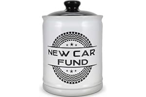 Cottage Creek Car Gifts Round Ceramic New Car Fund Jar/Cars Piggy Bank [White]