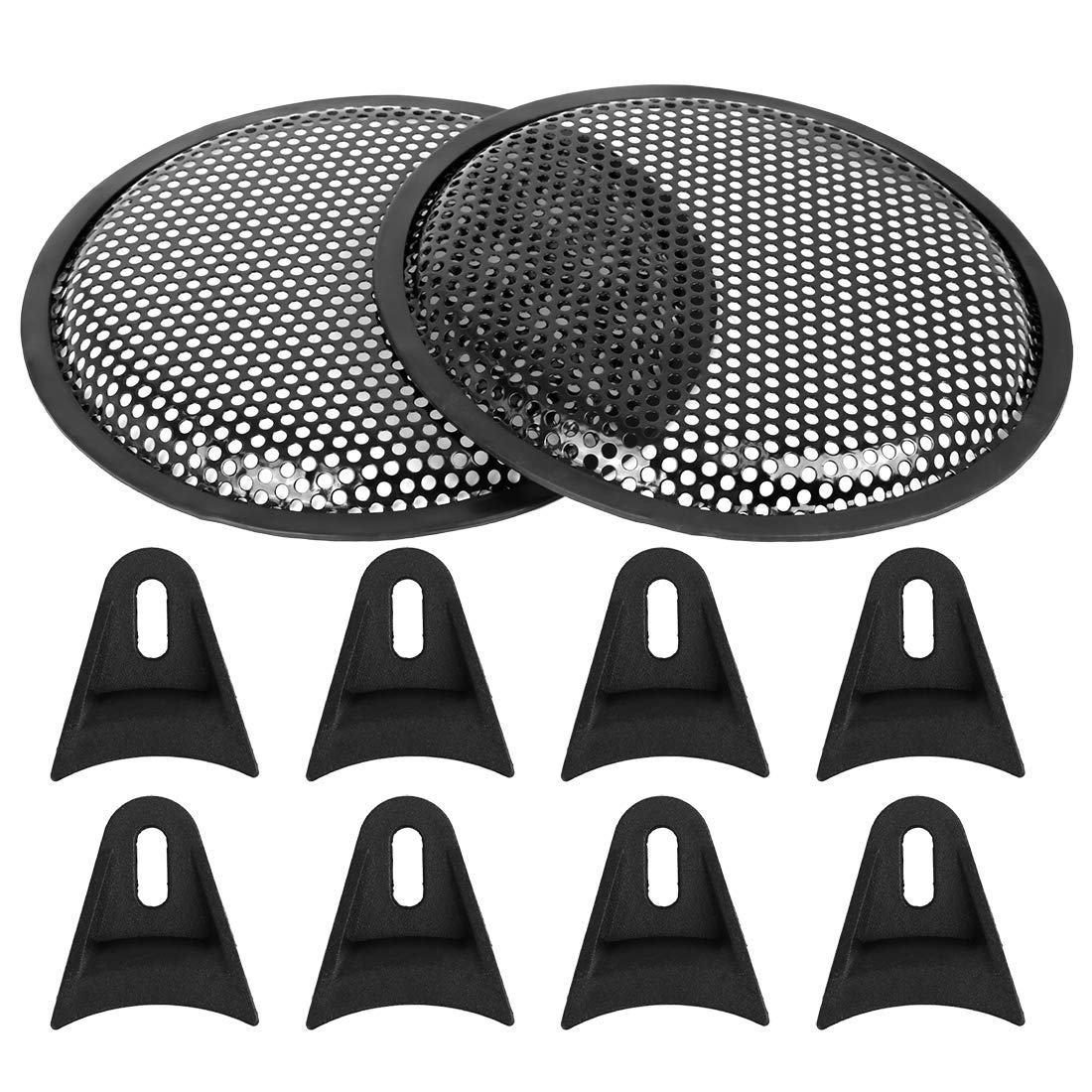 X AUTOHAUX 8'' Car Speaker Subwoofer Metal Black Waffle Grill Cover Guard 2pcs