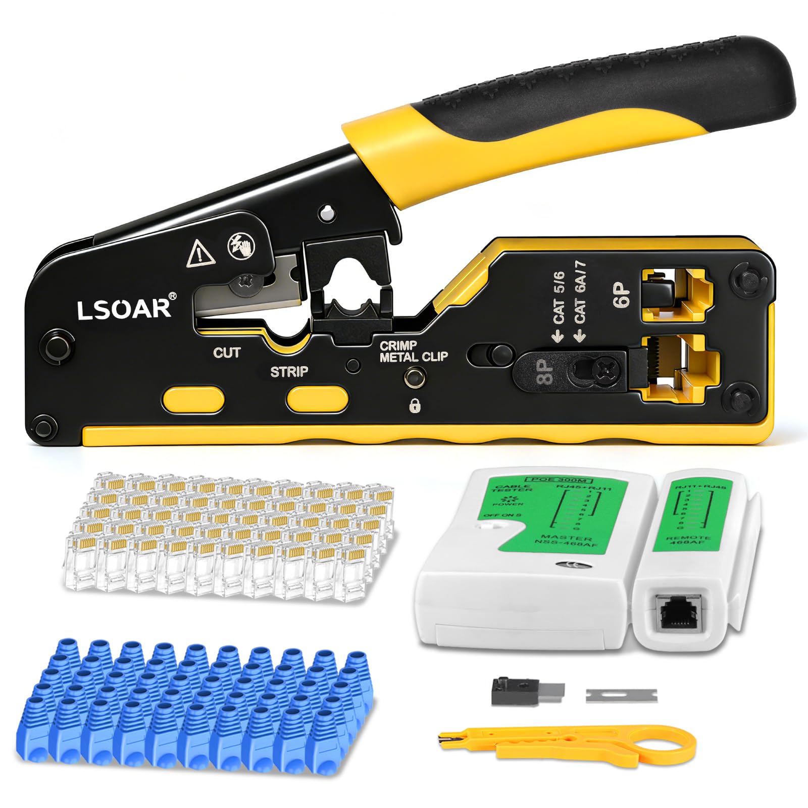 rj45 Crimp Tool Ethernet Crimping Tool Kit Pass Through rj45 Crimper for rj45 Cat5e Cat6 Cat6a Cat7