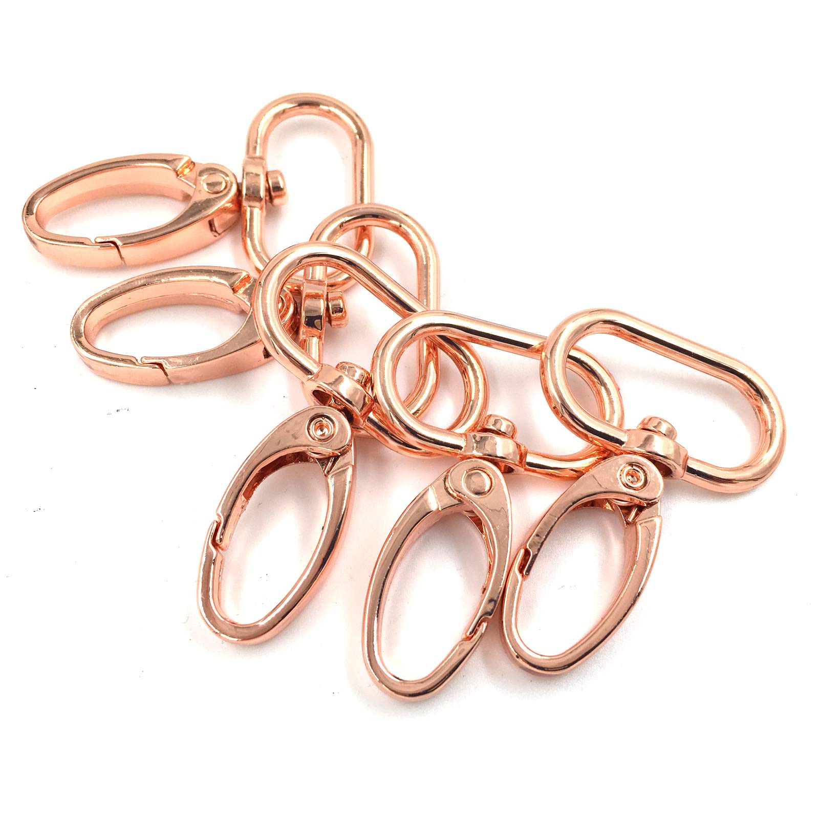 YIXI-SBest 15 Pcs 25mm Inside Diameter Oval Ring Lobster Clasp Claw Swivel for Strap Push Gate Lobster Clasps Hooks Swivel Snap Fashion Clips (1 inch, Rose Gold)