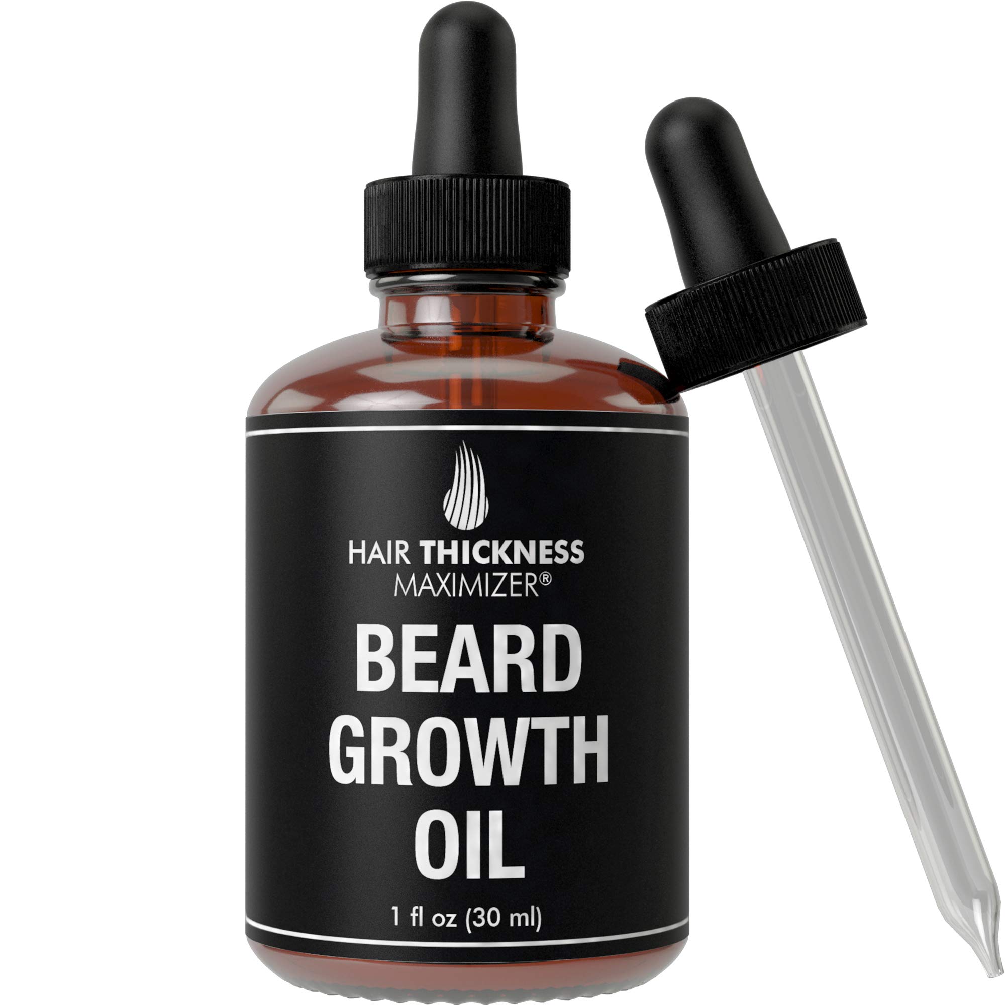 Best  Beard Oil for Men by Hair Thickness Maximizer. For Men's Natural Beard Growth and Grooming. Also Great as Mustache Oil. Oils - Argan, Jojoba, Moringa, and more. (1 oz)