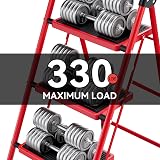 KINGRACK Folding 3 Step Ladder with Non-Slip Pedals Red Steel Lightweight view 2