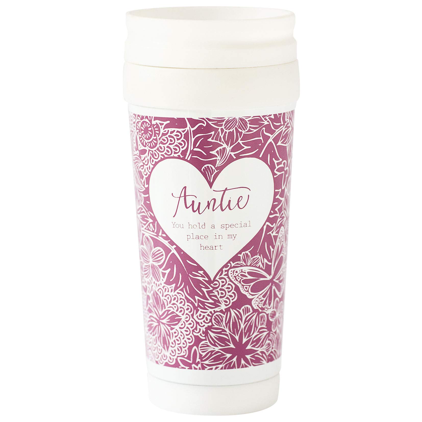 Arora 7560 Said with Sentiment Travel Mug-Auntie, Stainless Steel, Pink