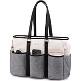 LOVEVOOK Nurse Work Tote Bag for Women With Large Cup Holder, Teacher Tote Laptop Bag for Women, Utility Bag For Work/Travel/College/Daily, Professional Computer Purse Handbag, 15.6 Inch