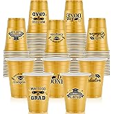Jingmore 120 Pcs 2026 Graduation Cups Plastic Class of 2026 16 Oz Grad Cups for Graduation Decorations Hot Cold Drinks for School Grad Party Favors Supplies(Gold)