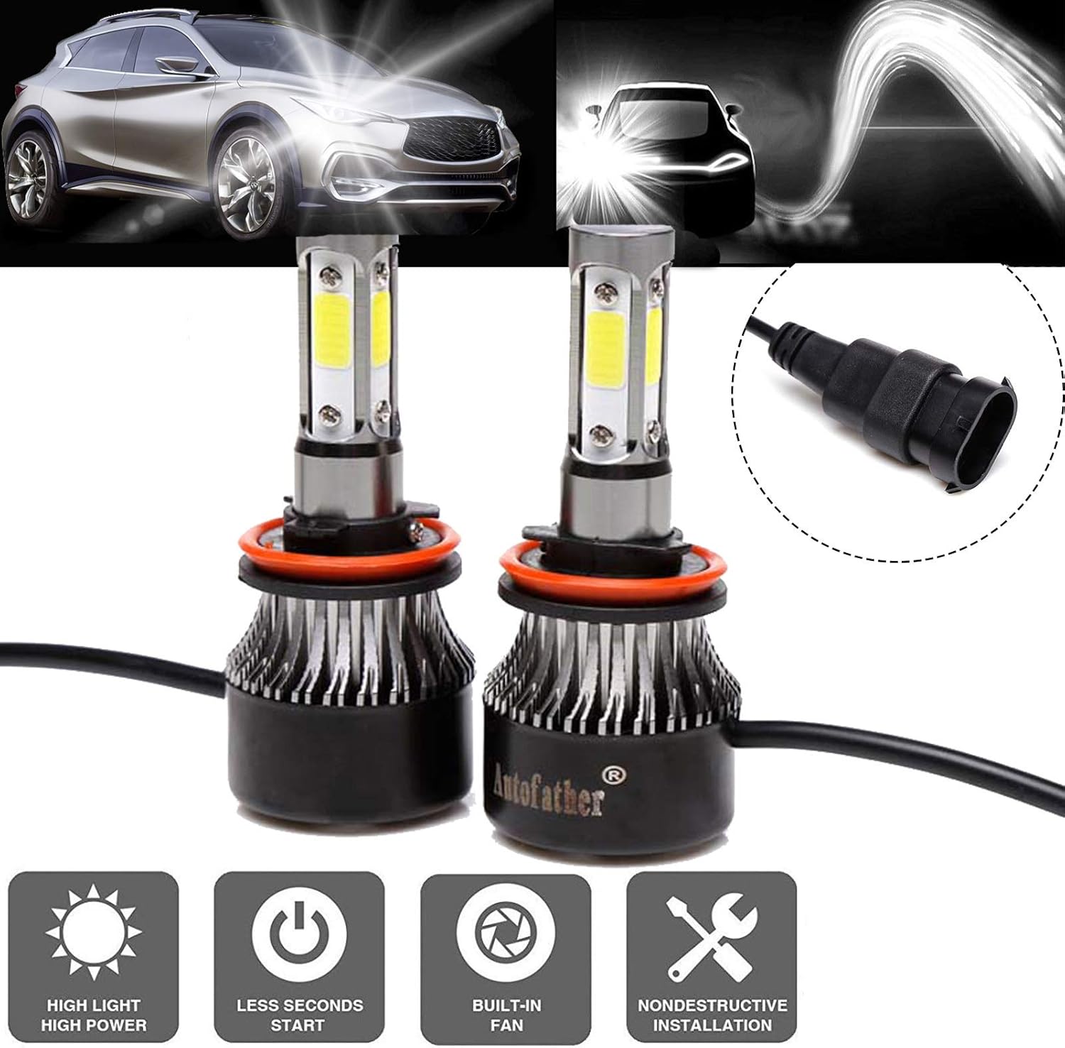 Car & Truck LED Light Bulbs 2X H11 H9 H8 CREE 100W LED Projector Fog