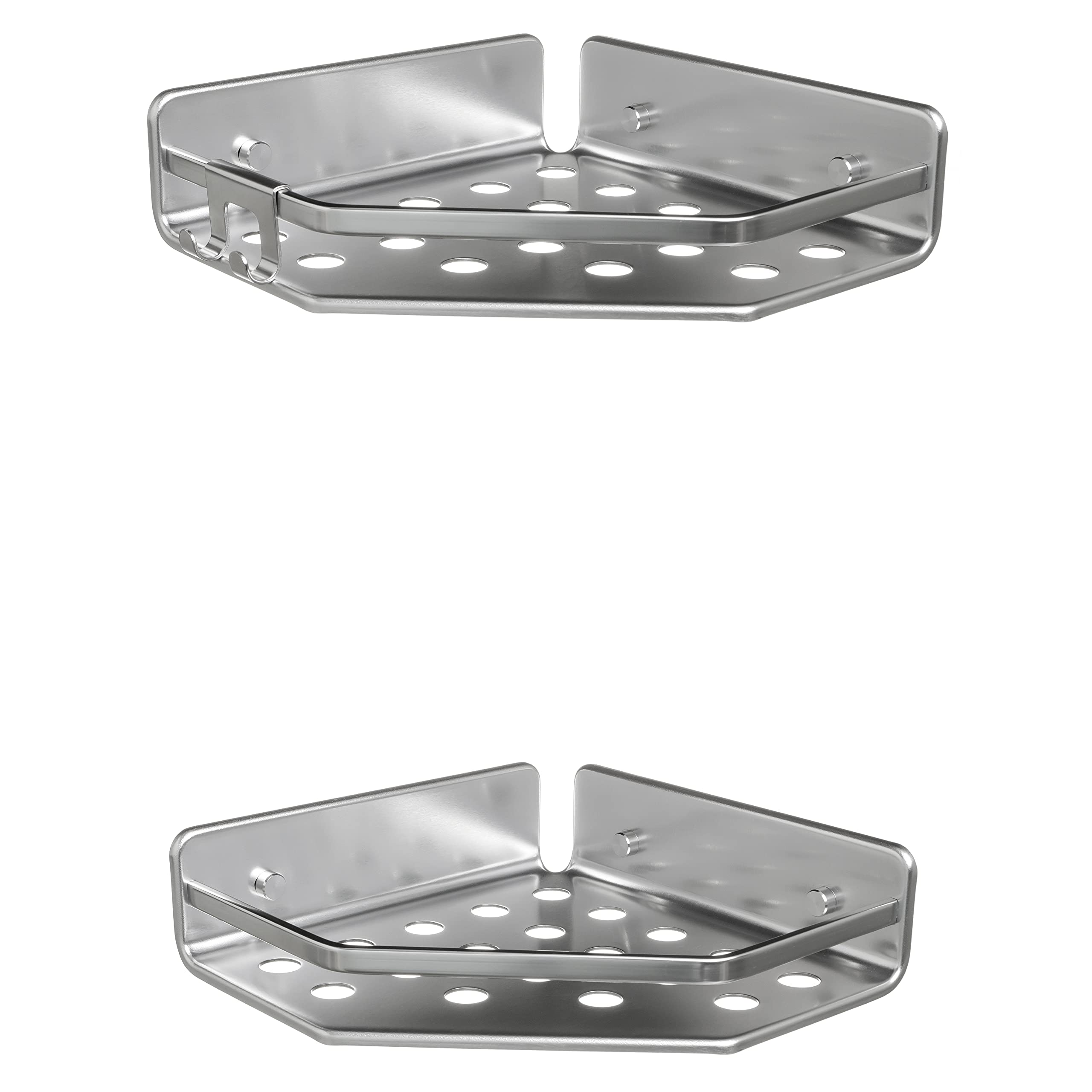 TATAY Set of 2 Corner Shower Shelves Moon | 100% Stainless Aluminium | Minimalist Design | 10 Year Warranty | 20 x 20 x 5.5 cm