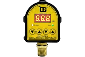 GamaTech 220V 145PSI Pressure Switch for Water Pump and Air Pump, Digital Adjustable Pressure Controller,1/2" Male Npt