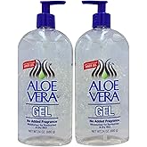 Aloe Vera Gel (24 oz) pack 2 – Pure, Stabilized Aloe Vera Gel for Face, Hair & Body – Soothing Sunburn Relief, Hydration & Skin Repair – No Added Colors or Fragrances.