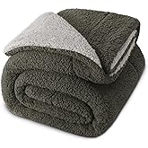 Exclusivo Mezcla Reversible Twin Size Sherpa Blanket, Thick and Warm Fleece Blankets for Winter, Soft Plush Fluffy for Bed, 60x80 Inches, Dark Grey/Light Grey