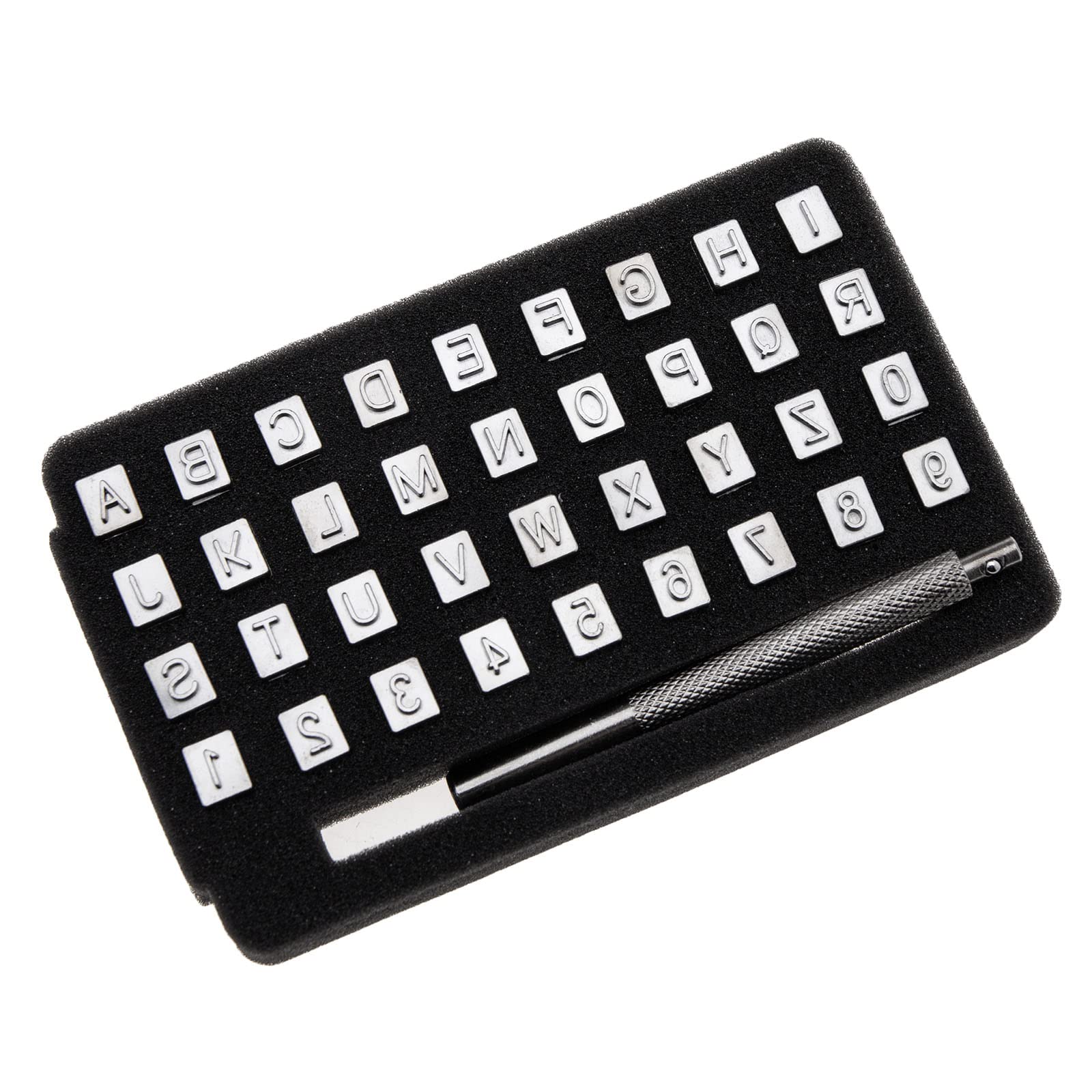Create idea 37PCS 6mm Letter Alphabet (A-Z) and Number (0-9) Stamping Punching Tool Saddle Making Tools Leather Craft Carving Embossing Stamp for DIY Leather Craft Printing