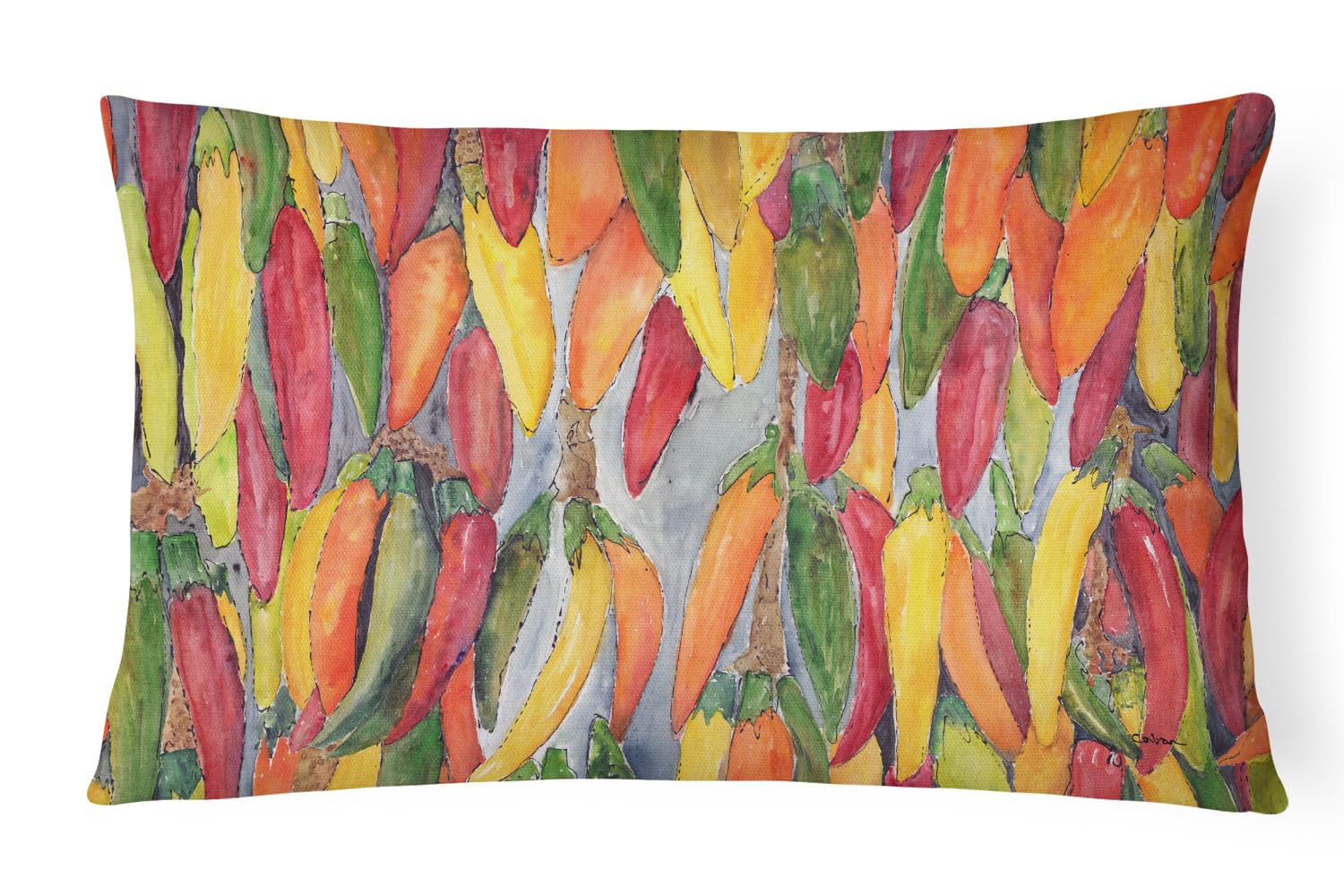 Caroline's Treasures Hot Peppers Canvas Fabric Decorative Pillow