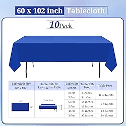 REWOMC 10 Pack Royal Blue Tablecloth 60 x 102 Inch