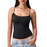 Starrylion Padded Lace Cami Top Double Lined Sexy Tank Top Spaghetti Strap Club Party Shirt