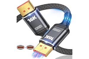 GREEN JISS VESA Certified 16K Displayport Cable 2.1, DP 2.1 Cable 25FT-7.5M [16K@60Hz, 8K@120Hz, 4K@240Hz 165Hz 144Hz] Support 80Gbps HDR, HDCP DSC 1.2a, Compatible FreeSync G-Sync Gaming Monitor 4090 7900xtx