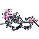 Ralleyfun Masquerade Masks for Women with Butterfly Venetian Halloween Lace Mask for Carnival Party Prom Ball