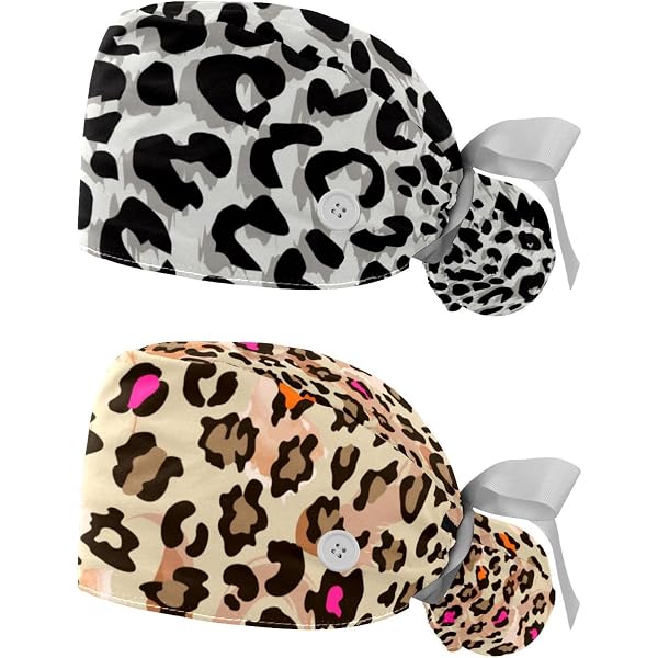 Unisex Adjustable Flower Print Scrub Hat - Bouffant Surgical Cap With Sweatband For Healthcare Workers