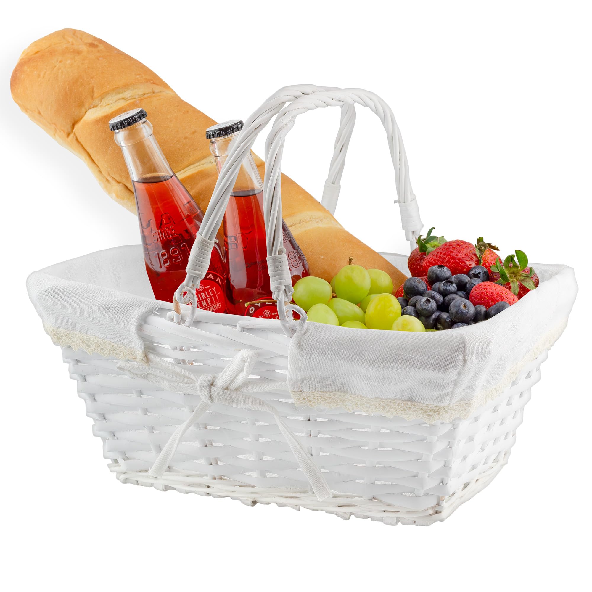 Photo 1 of Cornucopia Brands Rectangular Wicker Basket w/Handles (White), Easter Basket, Fall Decor, Flower Girl Basket and More