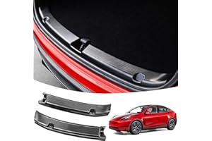 KSGMFED 2PCS Rear Bumper Guard for Tesla Model Y Accessories 2023 2022 2021,Trunk Bumper Protector Guard Compatible with Model Y,Rear Trunk Edge Cover Protector Interior Accessory(3D Carbon Fiber)