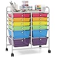 Giantex 12 Drawer Rolling Storage Cart Tools Scrapbook Paper Office School Organizer (Multi-Color)