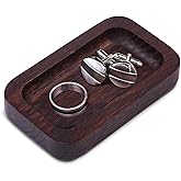 Prazoli Men's Ring Holder - Wooden Ring Dish & Tray for Nightstand for Him, Small Trinket Dish