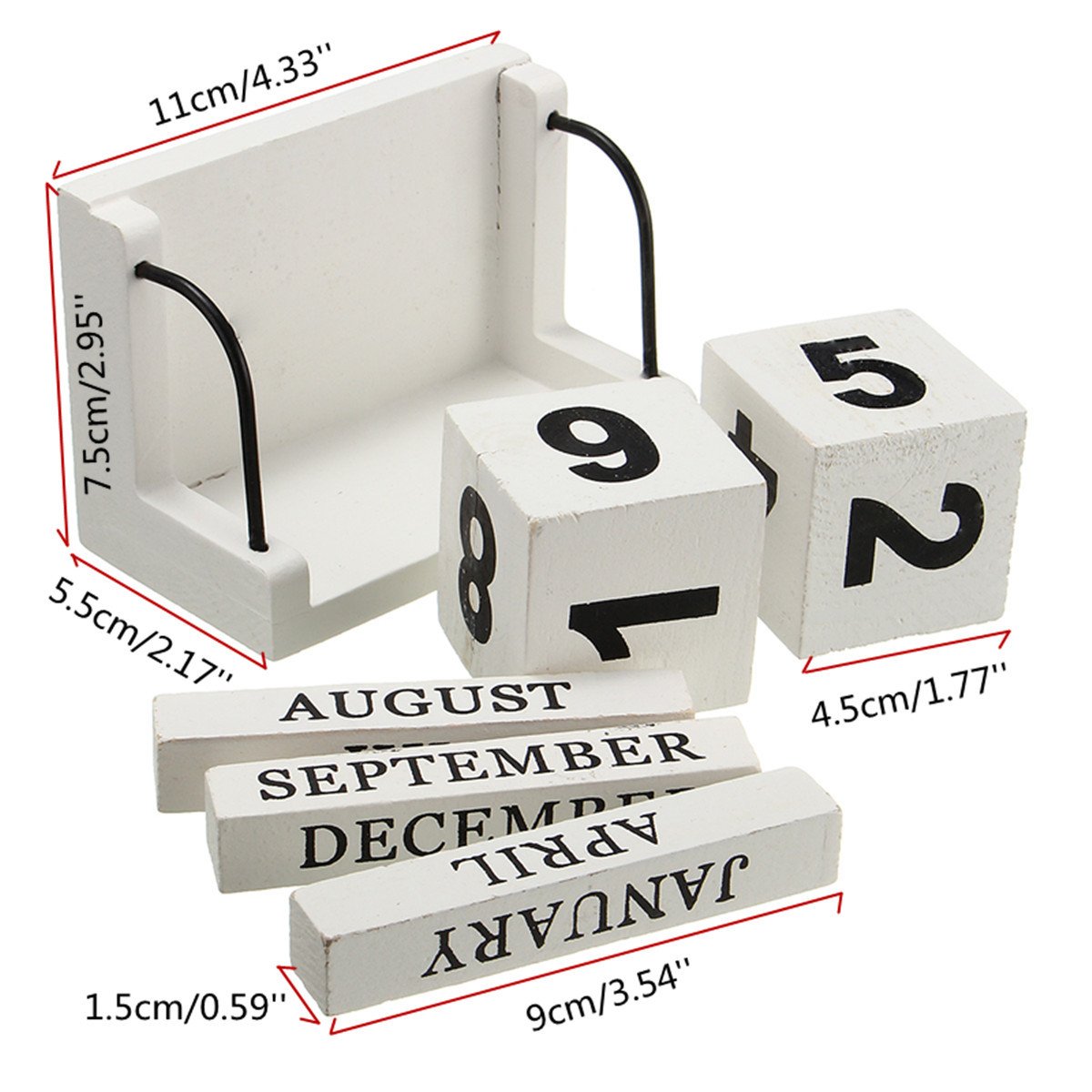 Jeteven Holz Kalender aus Würfel Dauerkalender Tischkalender Handwerk Desktop Dekoration Home Deko Haus (B)