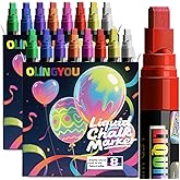 OLINGYOU Window Chalk Markers for Cars Glass Washable, 2 boxes X 8 Colors Liquid Chalk Marker Pens with 7mm 2 in 1 Nib Wide Tips, Big Chalkboard Markers Car Window pens