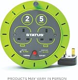 Status 2 Socket Cable Reel 5m Green Extension Lead 13A Thermal Cut Out view 7