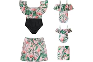 Family Matching Swimwear Fashion Print Beachwear Mother Daughter Swimsuits Father Son Swim Trunks Bathing Suit