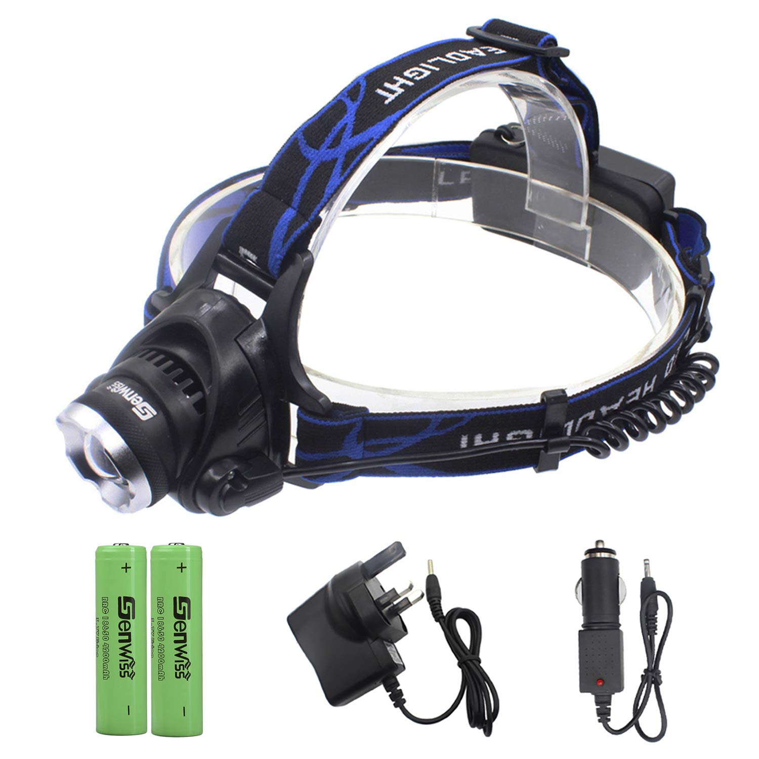 Led Head Torch Rechargeable, Siuyiu Super Bright 5000 Lumens Headlamp