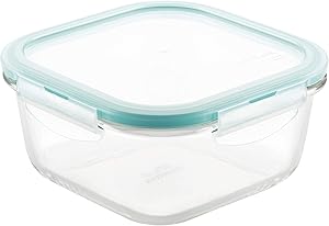 LOCK & LOCK Purely Better Glass Food Storage Container with Lid, Square-20 oz, Clear