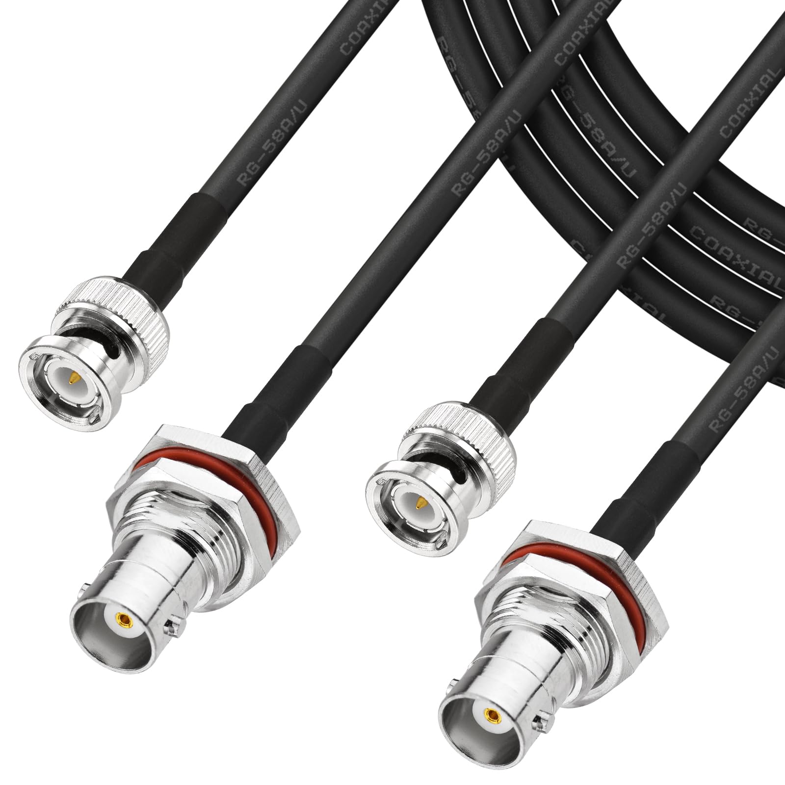 Superbat BNC RG58 Cable 1m 50ohm Male to Female Coax Test Patch Lead Jumper Cable for Radio Scanner, Antenna/Spectrum Analyzer, Surveillance Camera, Test Devices 2Pcs