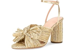 MICIFA Women's Bow Knot Heeled Sandals Open Toe High Block Ankle Strap Chunky Heels Bride Wedding Shoes