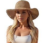 Floppy Big Beach Straw Hats for Women Foldable Summer Wide Brim Packable Sun Hat Womens Travel Straw Fedora Hat