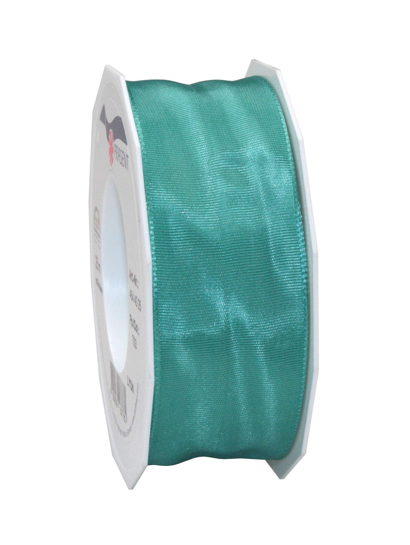 Präsent - Lyon Wired Taffeta Ribbon Turquoise 40 mm Width, 25 m Length — image 1
