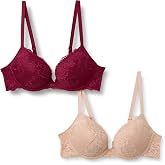 Amazon Essentials Women's Padded Underwire Lace Push-Up Bra, Pack of 2