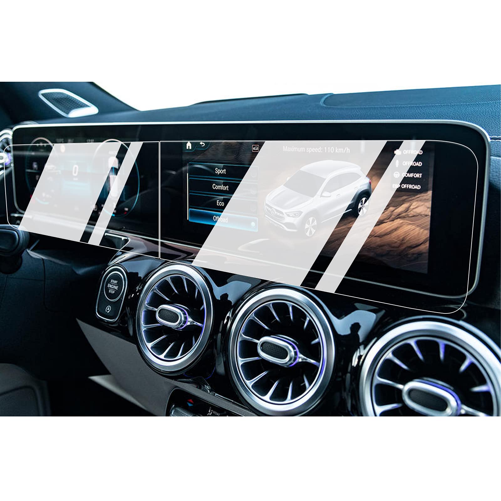 BIXUAN 10.25 Inch Navigation Screen Protector Compatible with Mercedes Benz A-Class W177 V177 B-Class W247 GLA GLB H247 SUV/CLA C118 2019-2024 2025 9H Tempered Glass Protective Film GPS Navigation