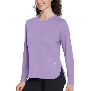 Roadbox Women's UPF 50+ Sun Protection Shirts, Long Sleeve Quick Dry Swim Rash Guard, Lightweight Workout Running Hiking Tops