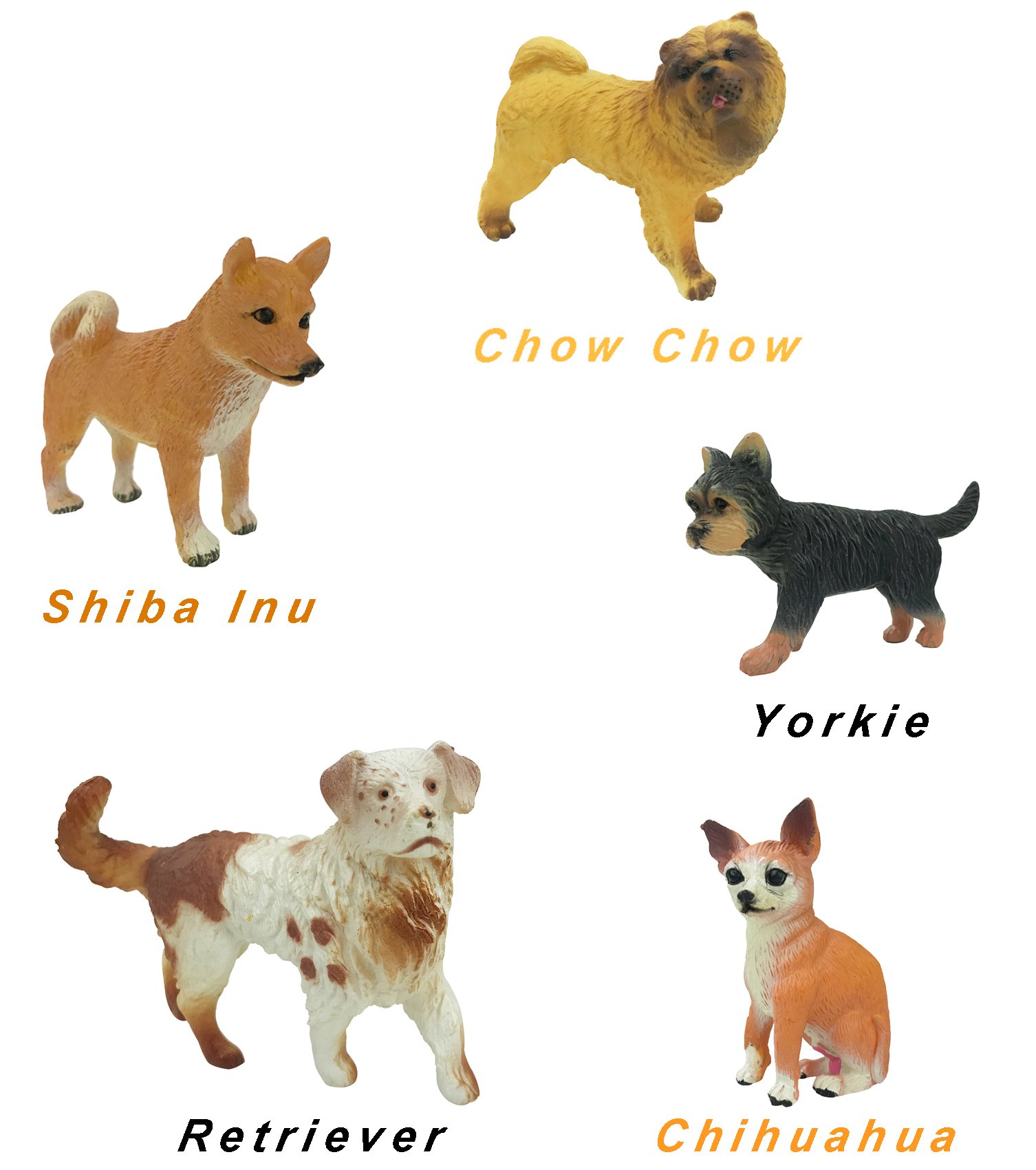 Set of 18 Large Deluxe Dog Figurines, Toy Puppy Figures Canine Bulk