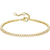 Gold Bracelets for Women, 14K Gold Plated Dainty Statement Beads Link Chain Bracelets for Women Trendy Colorful Stones Flowers Jewelry for Women