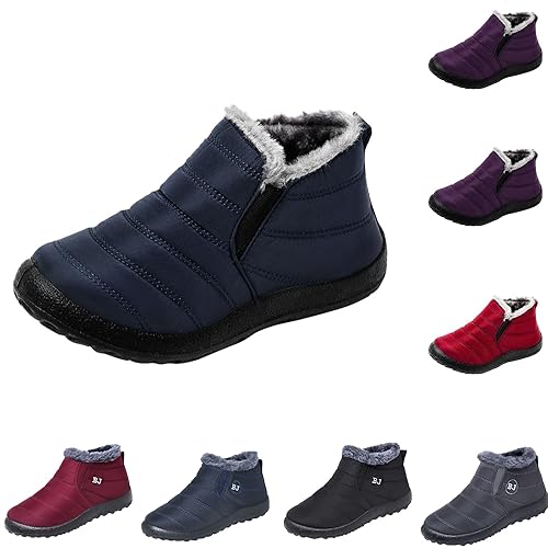 Winter Boots for Women UK Winter Boots for Women UK Wide Fit, Lightweight Waterproof Snow with Arch Support - Thermal Faux Fur Lined Ankle Booties Womens Ankle Size 6