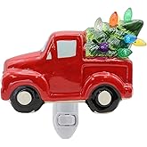 Creative Hobbies Christmas Night Light - Plug in Ceramic Vintage Night Light with LED Bulb (Truck)