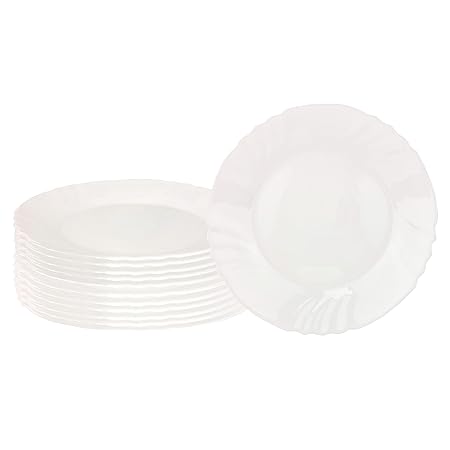 Bormioli 12er Set Rocco EBRO Essteller, Speisesteller, Menuteller, großer Teller, 25 cm, Opal-Hartglas