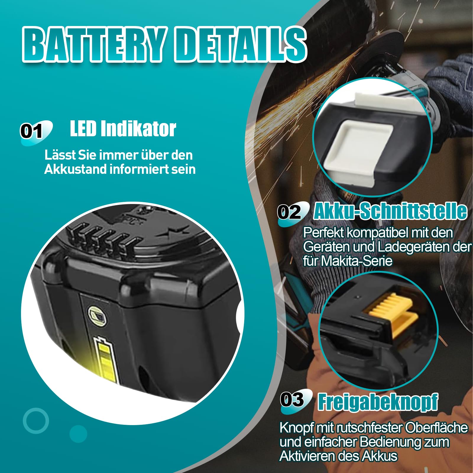 2 Stück 18V 8,0Ah Ersatzakku für Makita Akku 18V BL1860B BL1830 BL1850 BL1845 BL1840 BL1860 Li-Ion Kompatibel mit Makita Akku Elektrowerkzeugen und Ladegeräten mit LED-Anzeiger (8.0-2PACK) 2