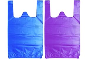 LazyMe 12 x 20 inch T Shirt Bags Grocery Plastic Bags with Handles Shopping Bags in Bulk Merchandise Bags Restaurant Bags (Bl