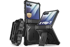 i-Blason for Samsung Galaxy Z Flip 7 Case with Stand [Front Tempered Glass Screen Protector] [Hinge Protection] [Belt-Clip] Full-Body Military Protection Case for Samsung Z Flip 7 Armorbox, Black