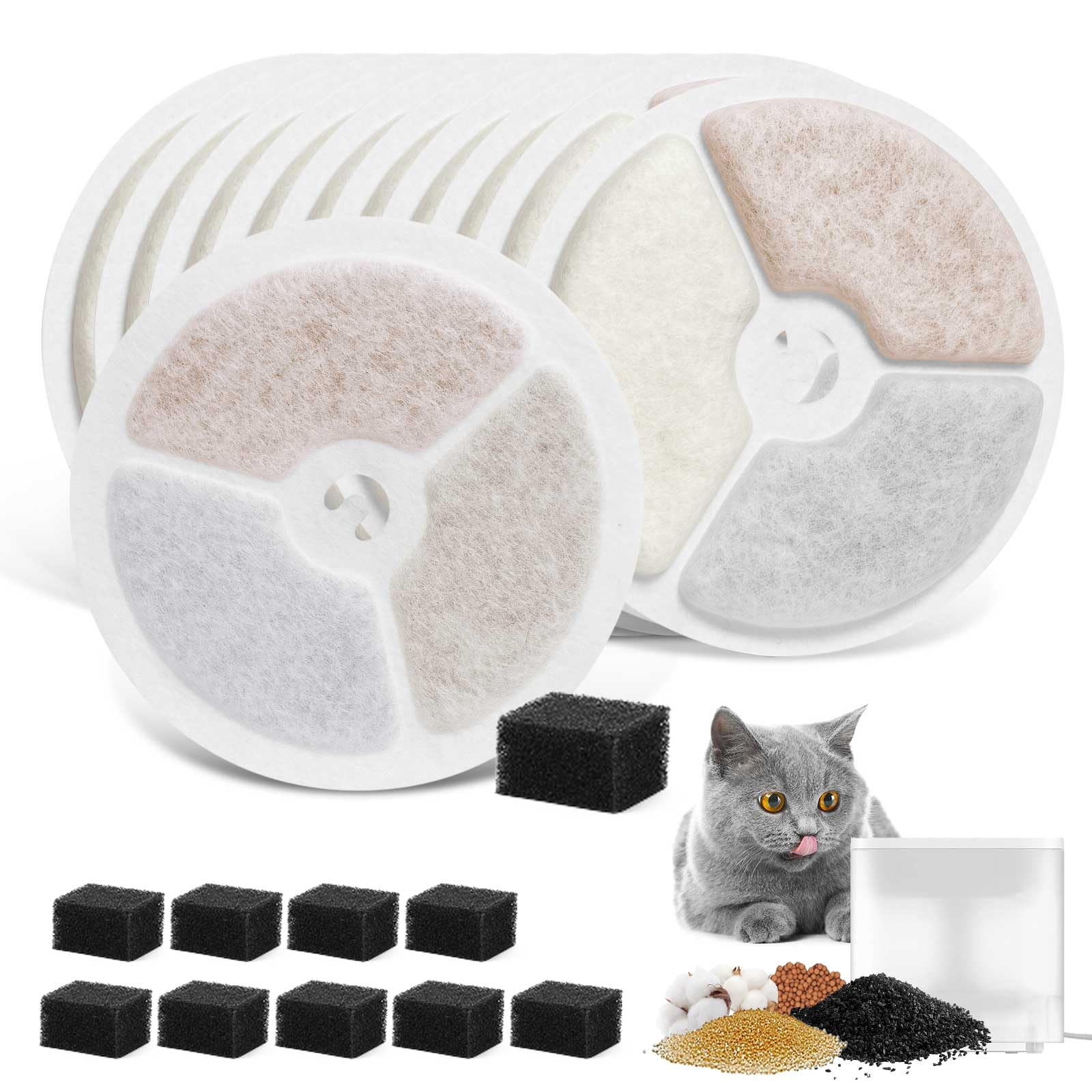 Photo 1 of 10 Pack Replacement Filters Compatible with Solo 2/Solo SE, E versweet 2S/3/3 Pro, Triple-Layer Cotton Filter with Activated Carbon, Ion-Exchange Resin and Pump Sponge, High-Efficiency