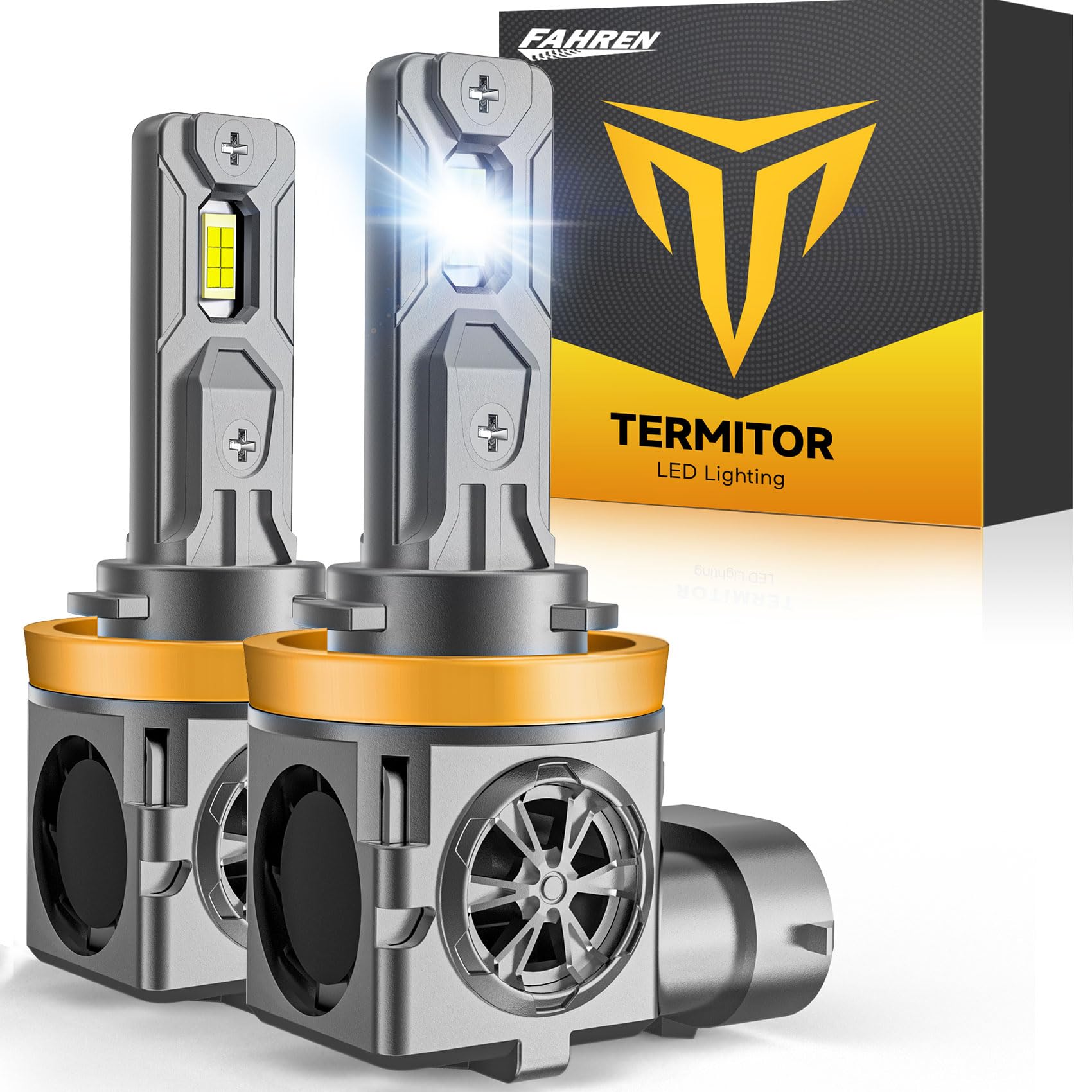 Termitor Upgraded H11/H9/H8 Bulbs, 50,000LM 1000% Super Brighter, 6500K Cool White H11 Fog Light Bulb, Real 1:1 Mini Size, Plug and Play Driving Lights, 75000+ Hours Lifespan, Pack of 2 Image