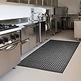 Rubber Floor Mat Anti-Fatigue Non Slip Floor Mats 36" x 60" New Commercial Heavy Duty Drainage Rubber Kitchen Mat Black Bar F