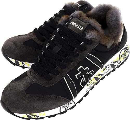 Amazon プレミアータホワイト メンズ ムートン ナイロンスエード ローカットスニーカー Lucy 2623m ブラック Premiata White プレミアータホワイト スニーカー